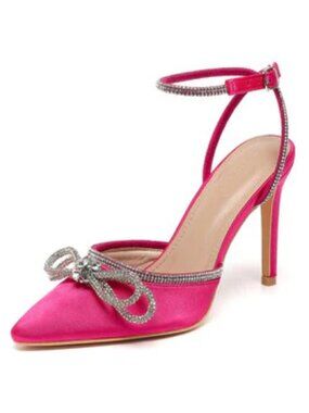 Amoji Women's Stiletto Rhinestone Bow High Heels